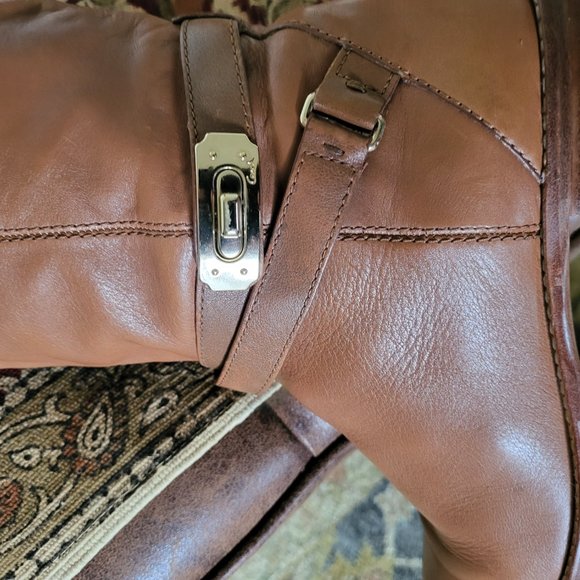 COACH LEATHER TAN CHRISTINE RIDING BOOTS - Picture 9 of 9